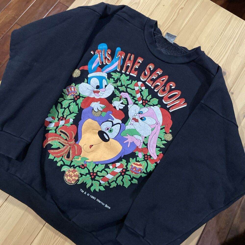 Vintage L Freeze "tis the season" Christmas 90s Looney Toones Sweater Pullover